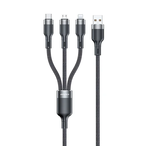 کابل تبدیل USB به لایتنینگ/USB-C/microUSB اوی مدلCL-975 طول 1.2 متر